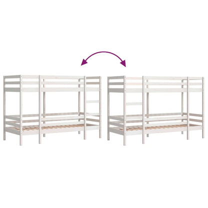 Stapelbed 75x190 cm massief grenenhout wit