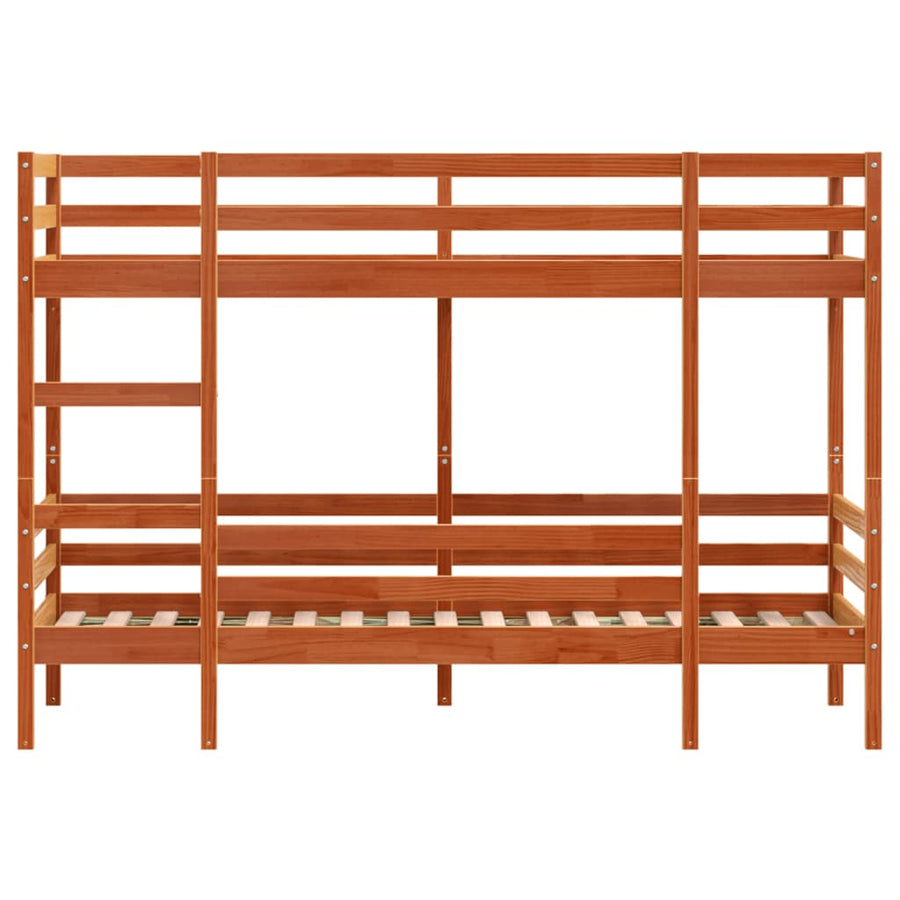 Stapelbed massief grenenhout wasbruin 75x190 cm