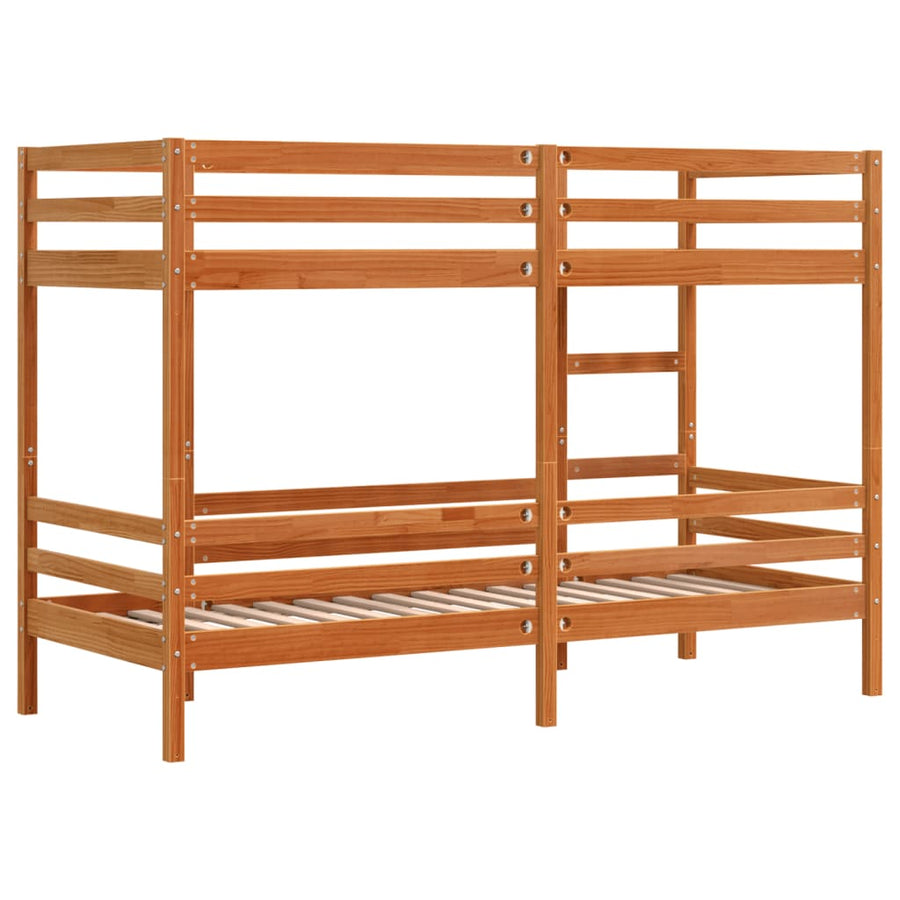 Stapelbed massief grenenhout wasbruin 75x190 cm