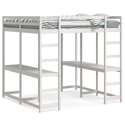 Hoogslaper Met Bureau En Ladder Grenenhout 160 x 200 cm Wit