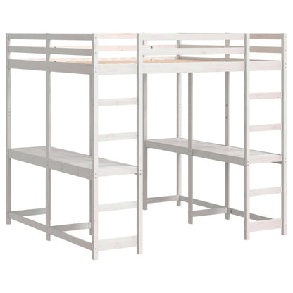 Hoogslaper Met Bureau En Ladder Grenenhout 160 x 200 cm Wit