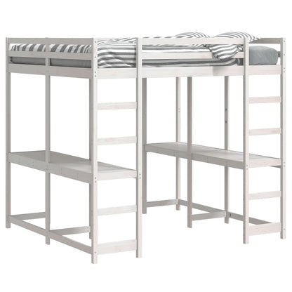 Hoogslaper Met Bureau En Ladder Grenenhout 160 x 200 cm Wit