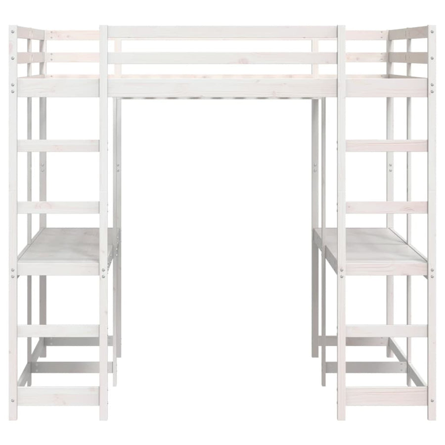 Hoogslaper Met Bureau En Ladder Grenenhout 160 x 200 cm Wit