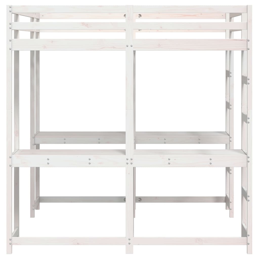 Hoogslaper Met Bureau En Ladder Grenenhout 160 x 200 cm Wit