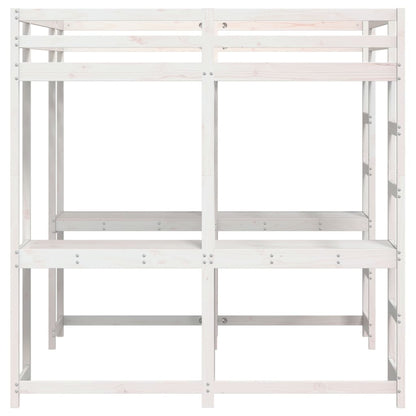 Hoogslaper Met Bureau En Ladder Grenenhout 160 x 200 cm Wit