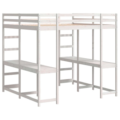 Hoogslaper Met Bureau En Ladder Grenenhout 160 x 200 cm Wit