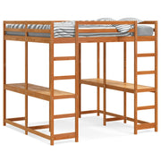 Hoogslaper met bureau 160x200 cm grenenhout wasbruin
