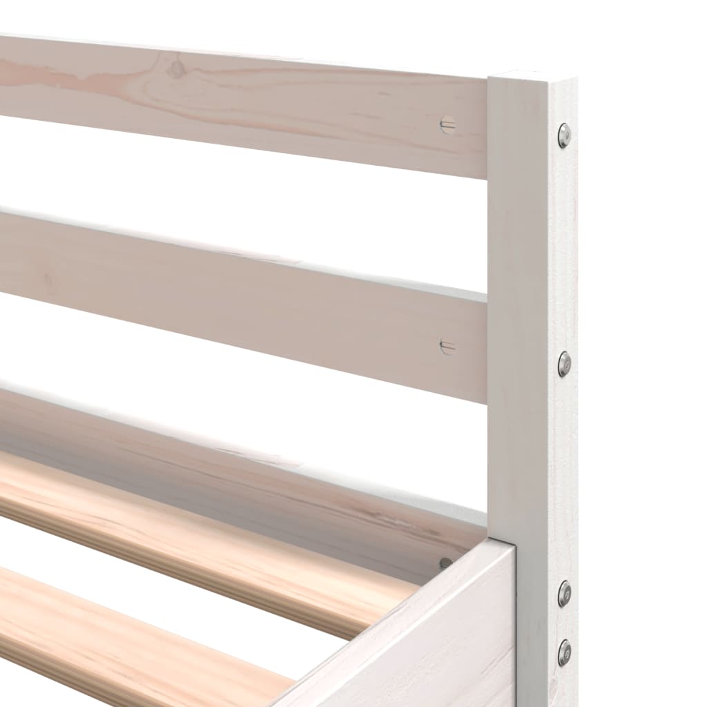 Hoogslaper met bureau en ladder grenenhout wit 140x200 cm