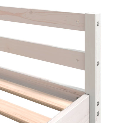 Hoogslaper met bureau en ladder grenenhout wit 140x200 cm
