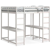Hoogslaper met bureau 140x200 cm grenenhout wit