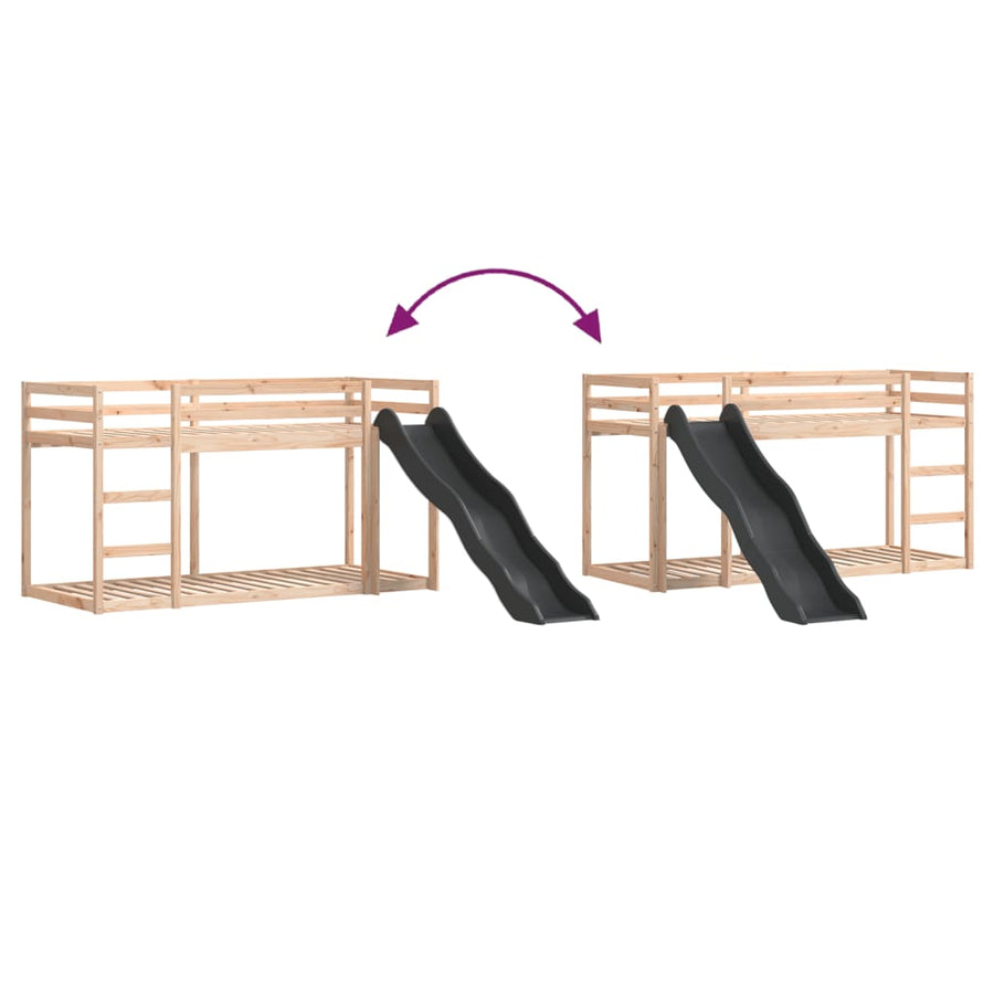 Stapelbed met glijbaan en ladder massief grenenhout 80x200 cm