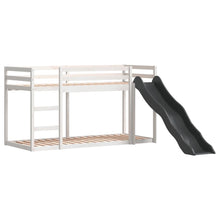 Stapelbed met glijbaan en ladder grenenhout wit 90x200 cm