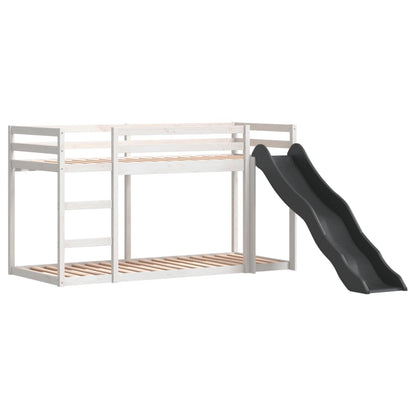 Stapelbed met glijbaan en ladder grenenhout wit 90x200 cm