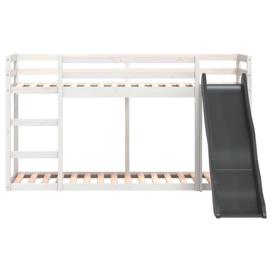 Stapelbed met glijbaan en ladder grenenhout wit 90x200 cm