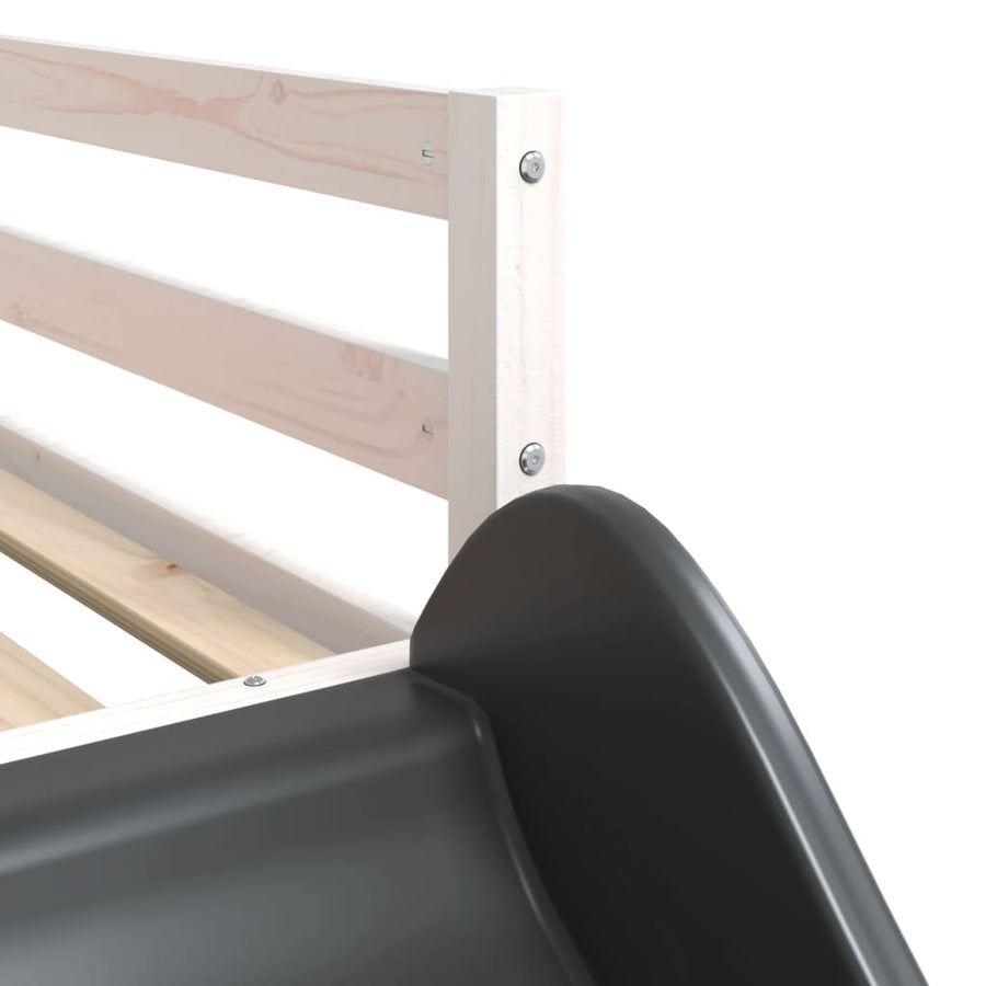 Stapelbed met glijbaan en ladder grenenhout wit 90x200 cm