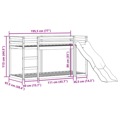 Stapelbed met glijbaan en ladder massief grenenhout 90x190 cm