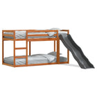 Stapelbed met glijbaan en ladder grenenhout wasbruin 90x190 cm