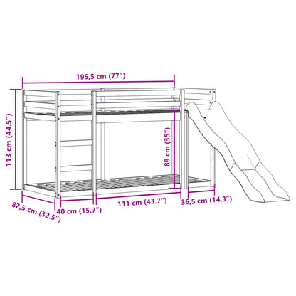 Stapelbed met glijbaan en ladder massief grenenhout 75x190 cm