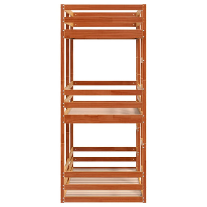 Stapelbed 3-persoons massief grenenhout wasbruin 80x200 cm