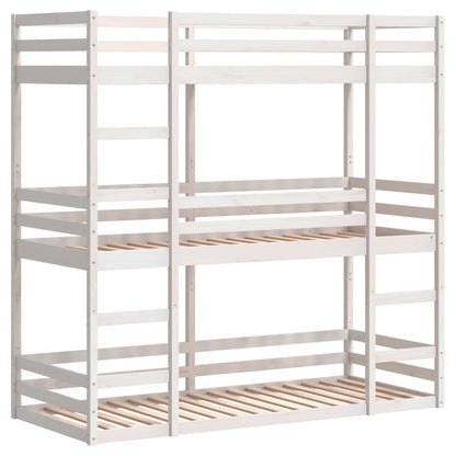 Stapelbed 3-persoons massief grenenhout wit 90x200 cm