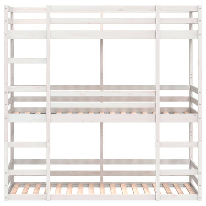 Stapelbed 3-persoons massief grenenhout wit 90x200 cm