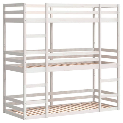 Stapelbed 3-persoons massief grenenhout wit 90x190 cm