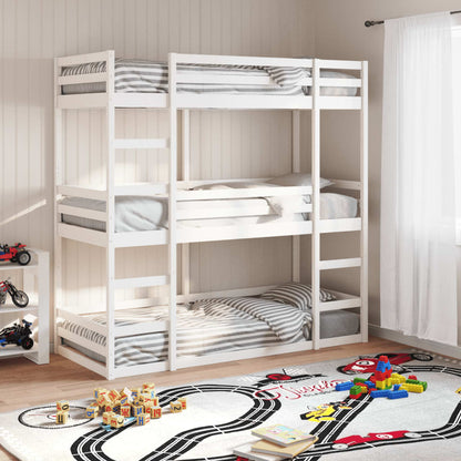 Stapelbed 3-persoons massief grenenhout wit 90x190 cm