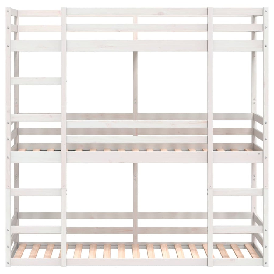 Stapelbed 3-persoons massief grenenhout wit 90x190 cm