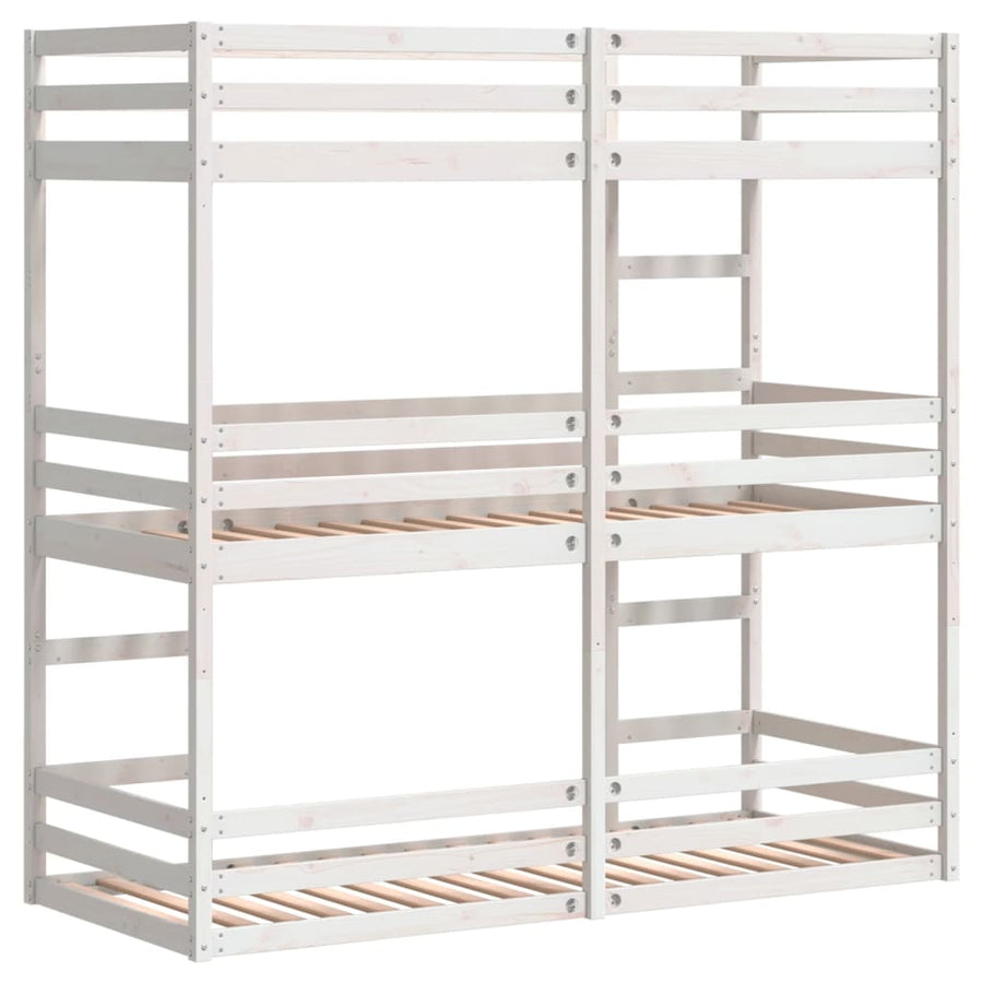 Stapelbed 3-persoons massief grenenhout wit 90x190 cm