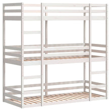 Stapelbed 3-persoons massief grenenhout wit 75x190 cm
