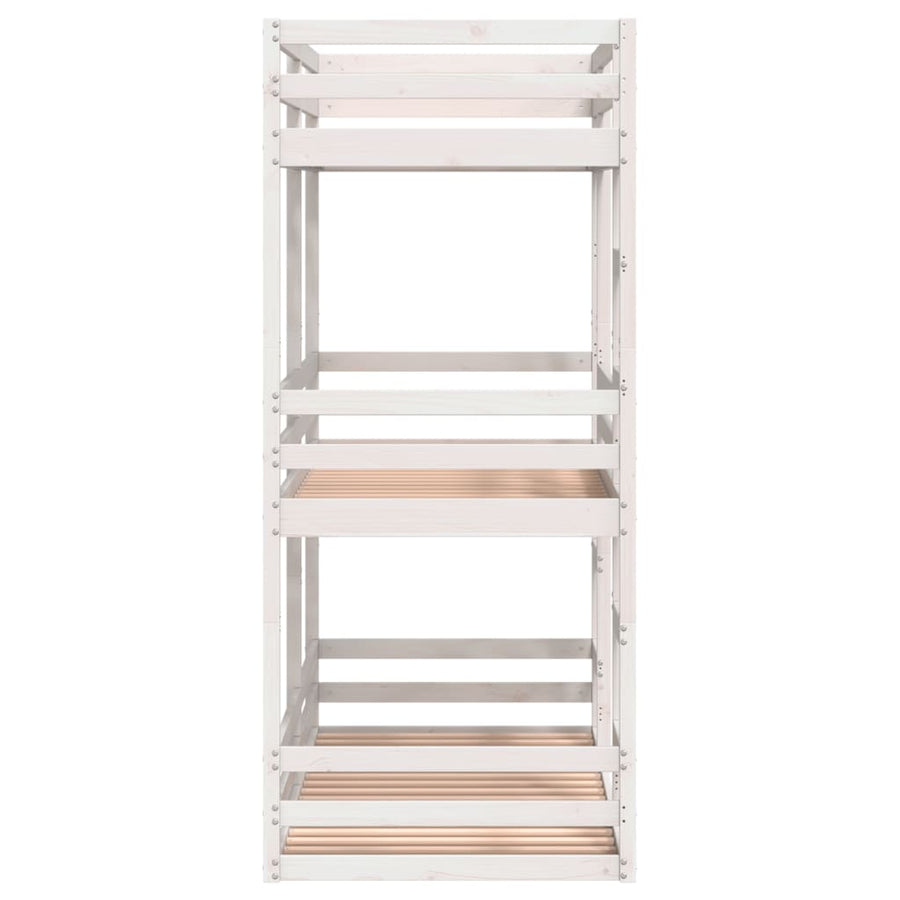 Stapelbed 3-persoons massief grenenhout wit 75x190 cm
