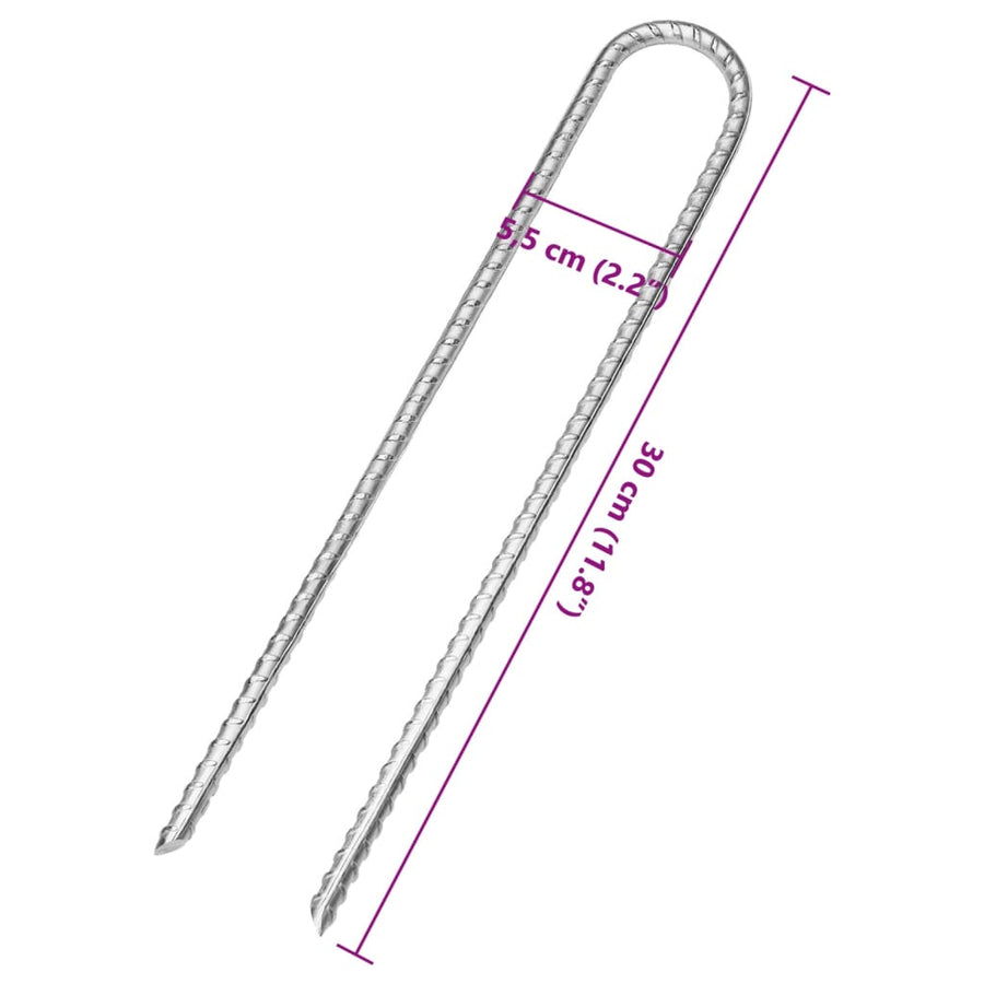 Tentharingen 12 st U-vormig Ø7 mm 30 cm gegalvaniseerd staal