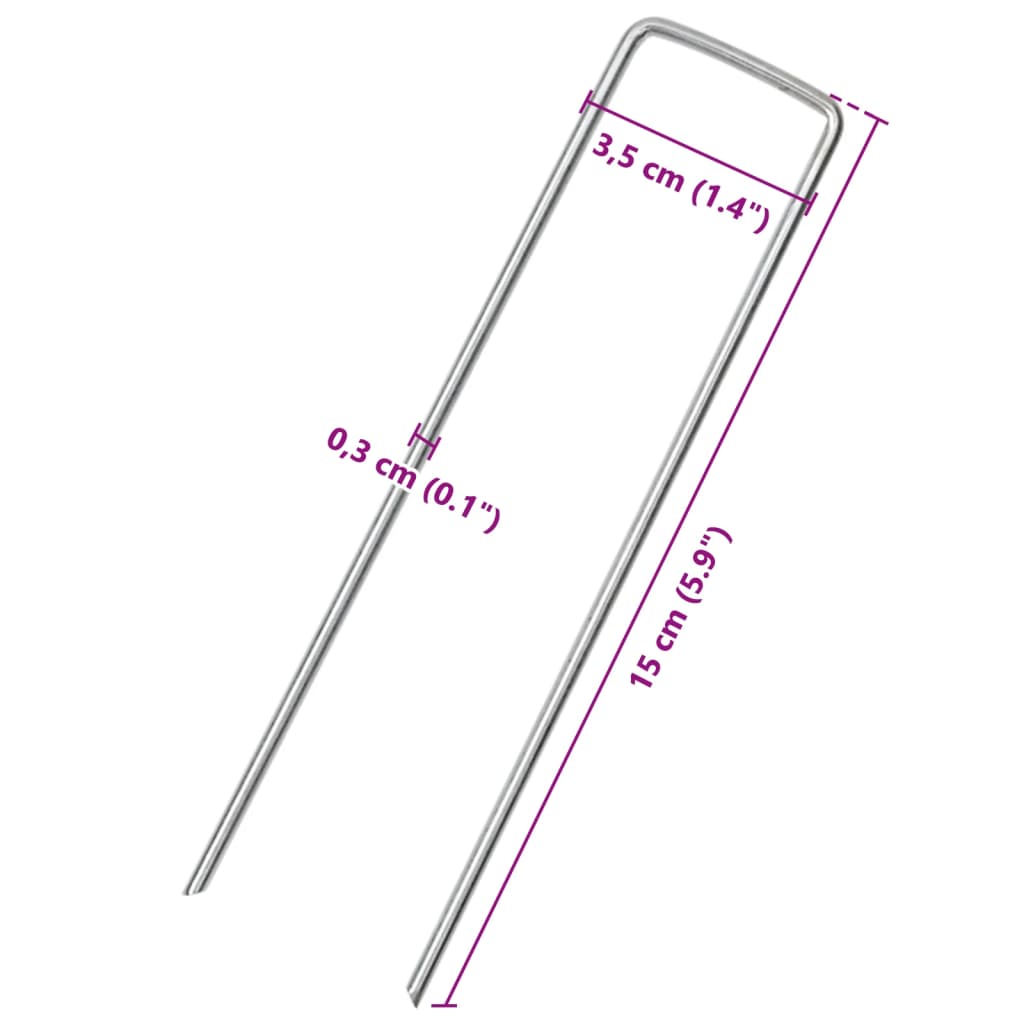 Grondharingen 50 st U-vormig 15x3,5 cm gegalvaniseerd staal