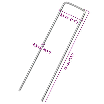 Grondharingen 50 st U-vormig 15x3,5 cm gegalvaniseerd staal