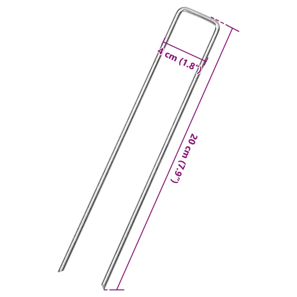 Grondharingen 50 st U-vormig 20x4 cm gegalvaniseerd staal