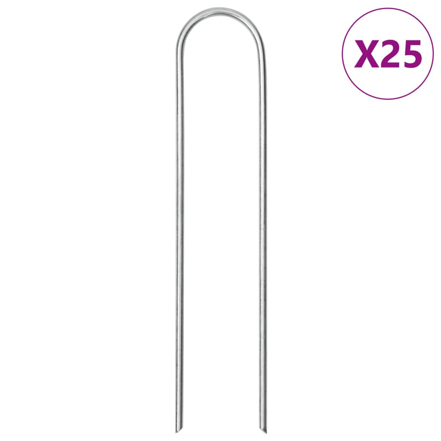 Grondharingen 25 st U-vormig 15x3,5 cm gegalvaniseerd staal