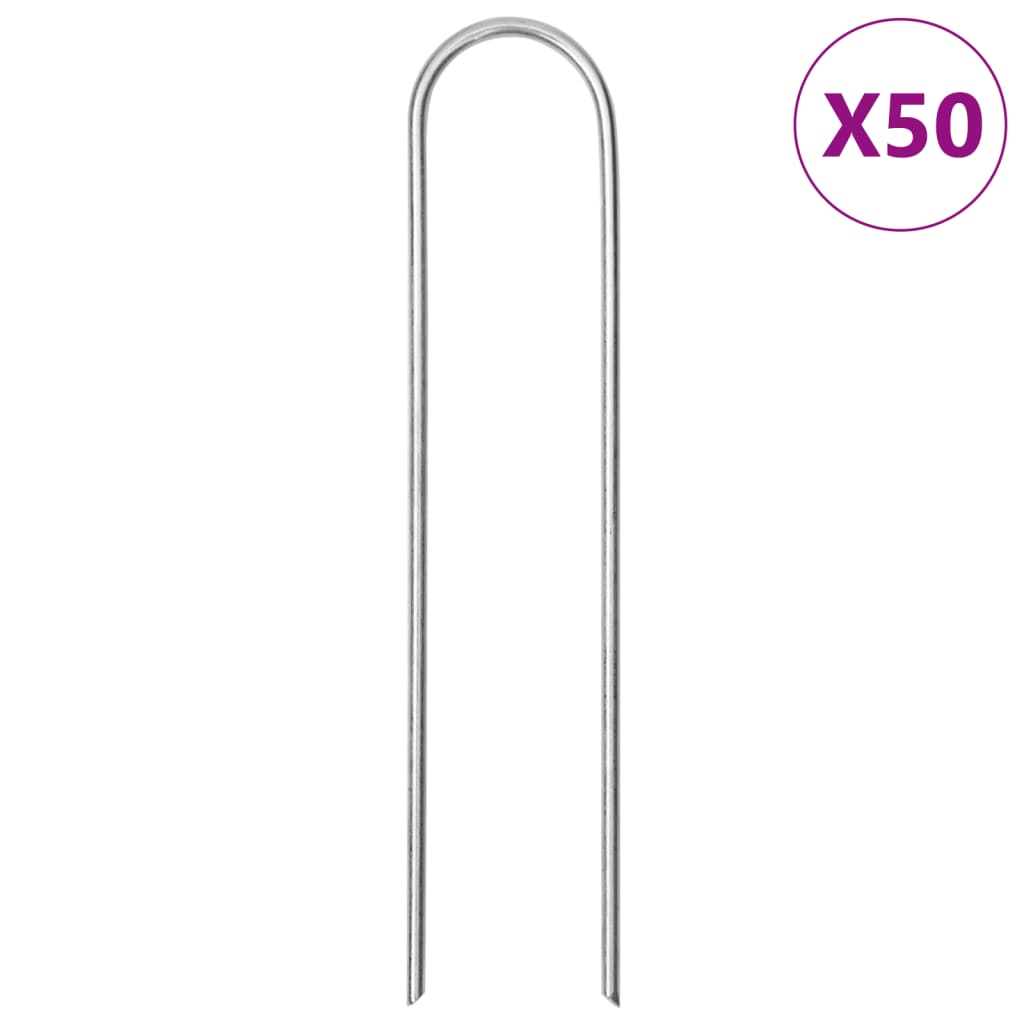 Grondharingen 50 st U-vormig 15x3,5 cm gegalvaniseerd staal
