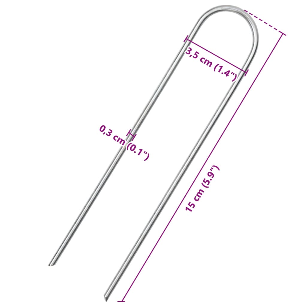 Grondharingen 50 st U-vormig 15x3,5 cm gegalvaniseerd staal
