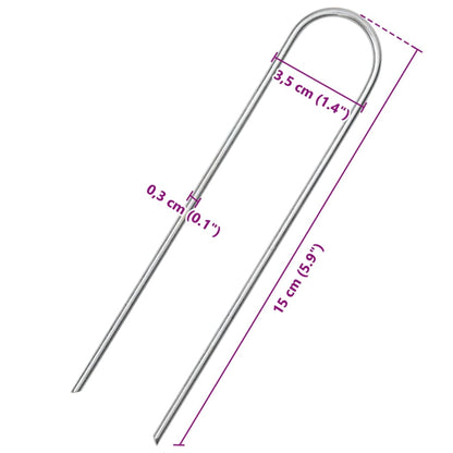 Grondharingen 50 st U-vormig 15x3,5 cm gegalvaniseerd staal