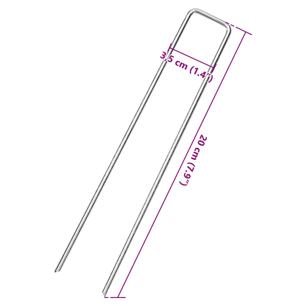 Grondharingen 25 st U-vormig 20x3,5 cm gegalvaniseerd staal