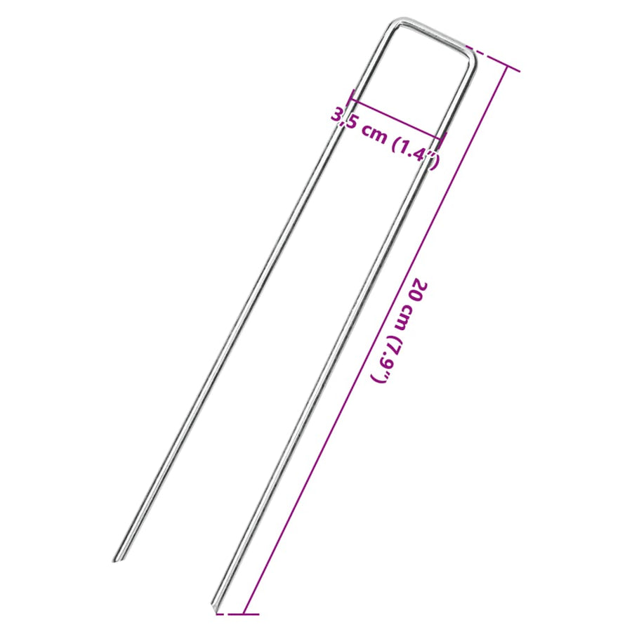 Grondharingen 25 st U-vormig 20x3,5 cm gegalvaniseerd staal