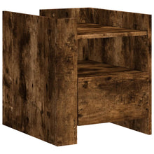 Nachtkastje 45x50x50 cm bewerkt hout gerookt eikenkleurig