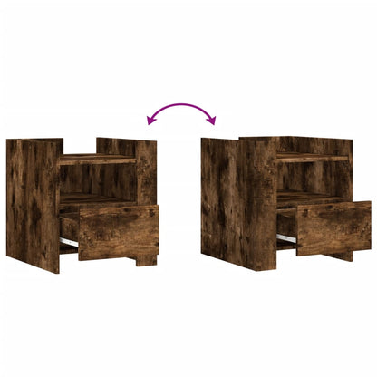 Nachtkastje 45x50x50 cm bewerkt hout gerookt eikenkleurig