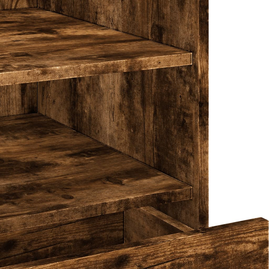 Nachtkastje 45x50x50 cm bewerkt hout gerookt eikenkleurig