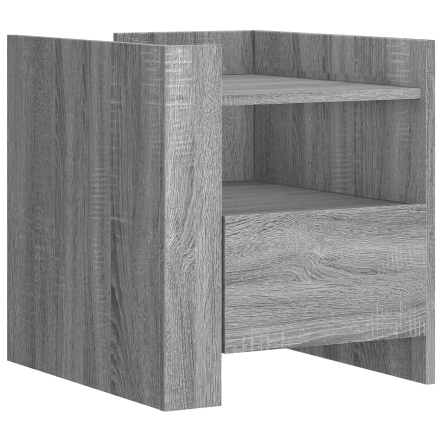 Nachtkastje 45x50x50 cm bewerkt hout grijs sonoma eikenkleurig