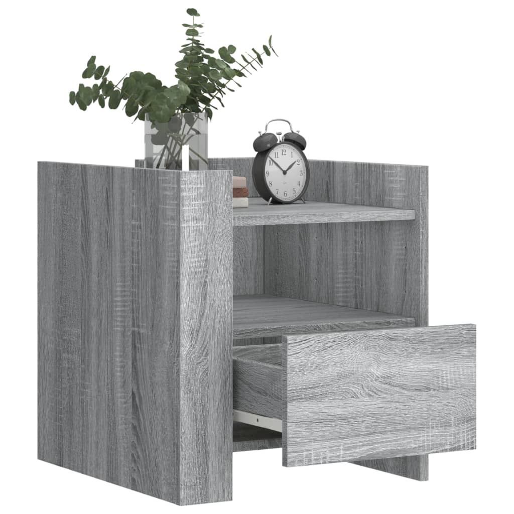 Nachtkastje 45x50x50 cm bewerkt hout grijs sonoma eikenkleurig