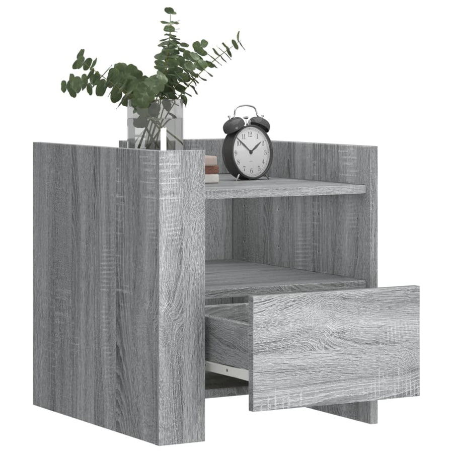 Nachtkastje 45x50x50 cm bewerkt hout grijs sonoma eikenkleurig