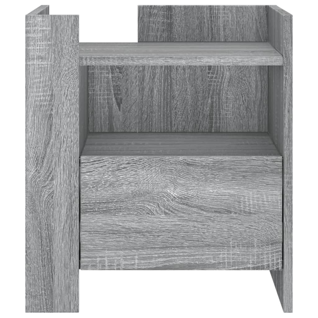 Nachtkastje 45x50x50 cm bewerkt hout grijs sonoma eikenkleurig