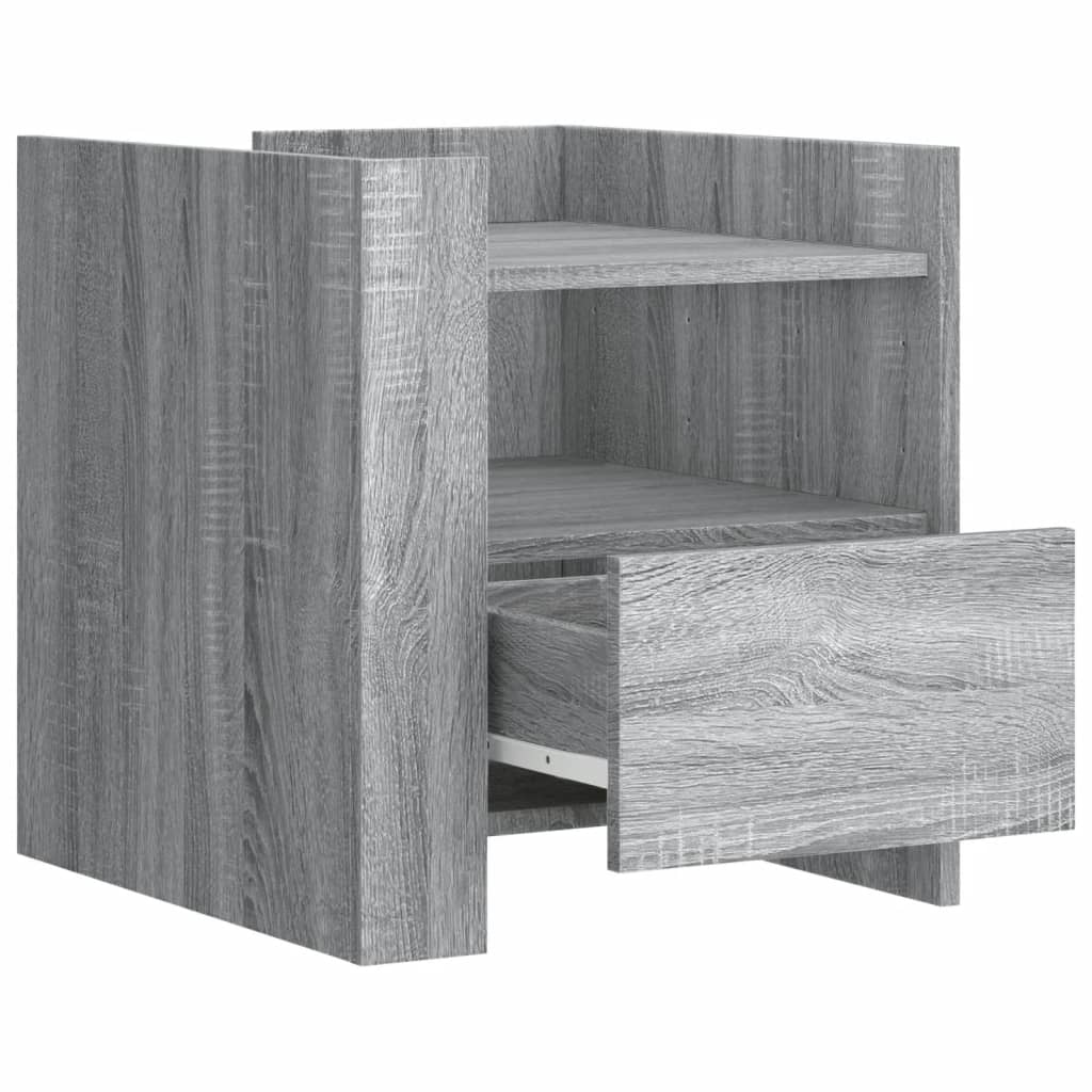 Nachtkastje 45x50x50 cm bewerkt hout grijs sonoma eikenkleurig