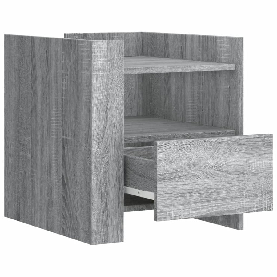 Nachtkastje 45x50x50 cm bewerkt hout grijs sonoma eikenkleurig